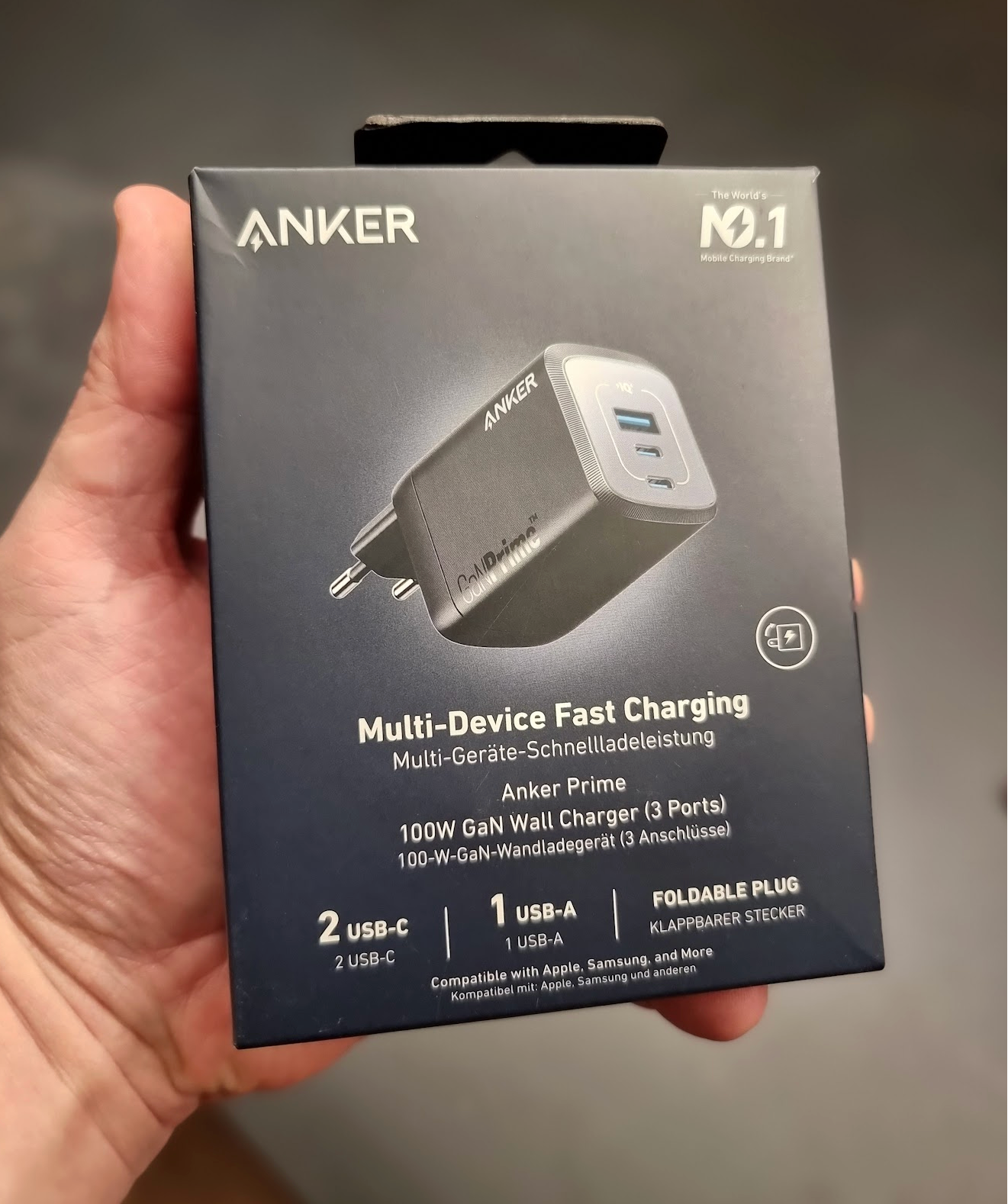 Anker Prime 100W USB C Charger, Anker GaN Wall Charger, 3-Port